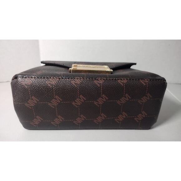 Nicole Miller Logo Handbag Crossbody Chain Brown& Gold NWT - Picture 7 of 7